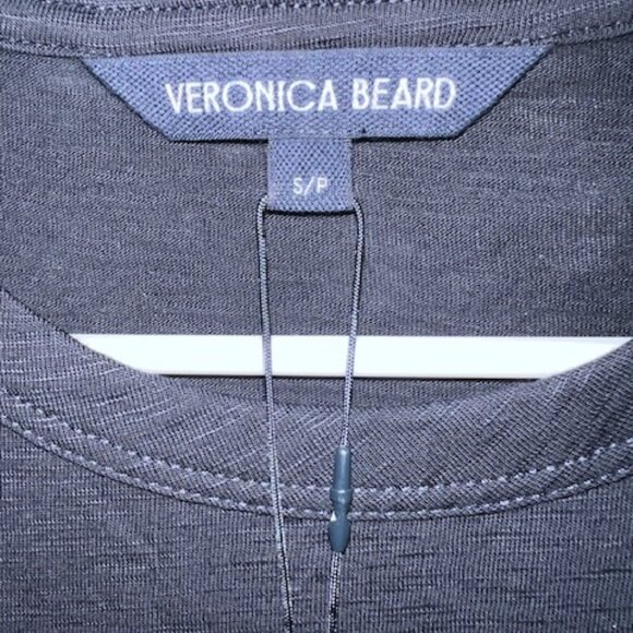 Veronica Beard Waldorf Ruched-Sleeve Slub T-Shirt Navy SMALL - Picture 6 of 7